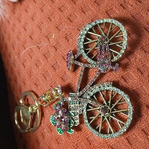 Elegant Bicycle Keychain with Pink and Gold Accents Bag Charm